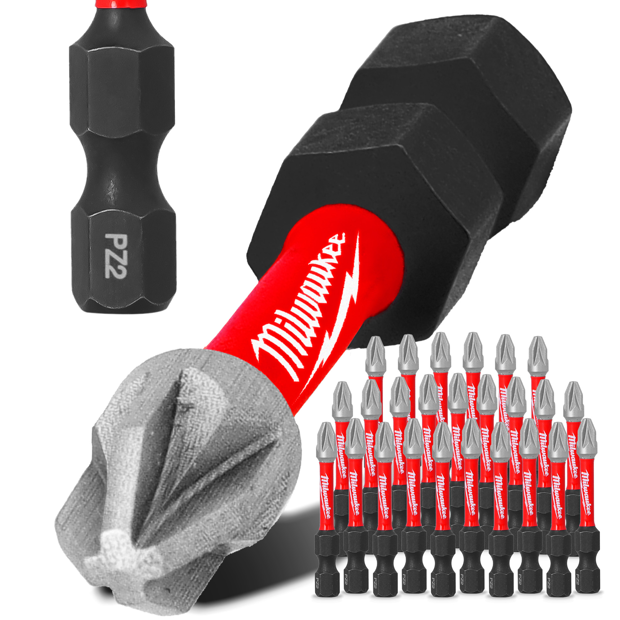 25x Magnetisch Bit PZ2 50 mm Pozidriv Stahl Schraubendreher MILWAUKEE Magne