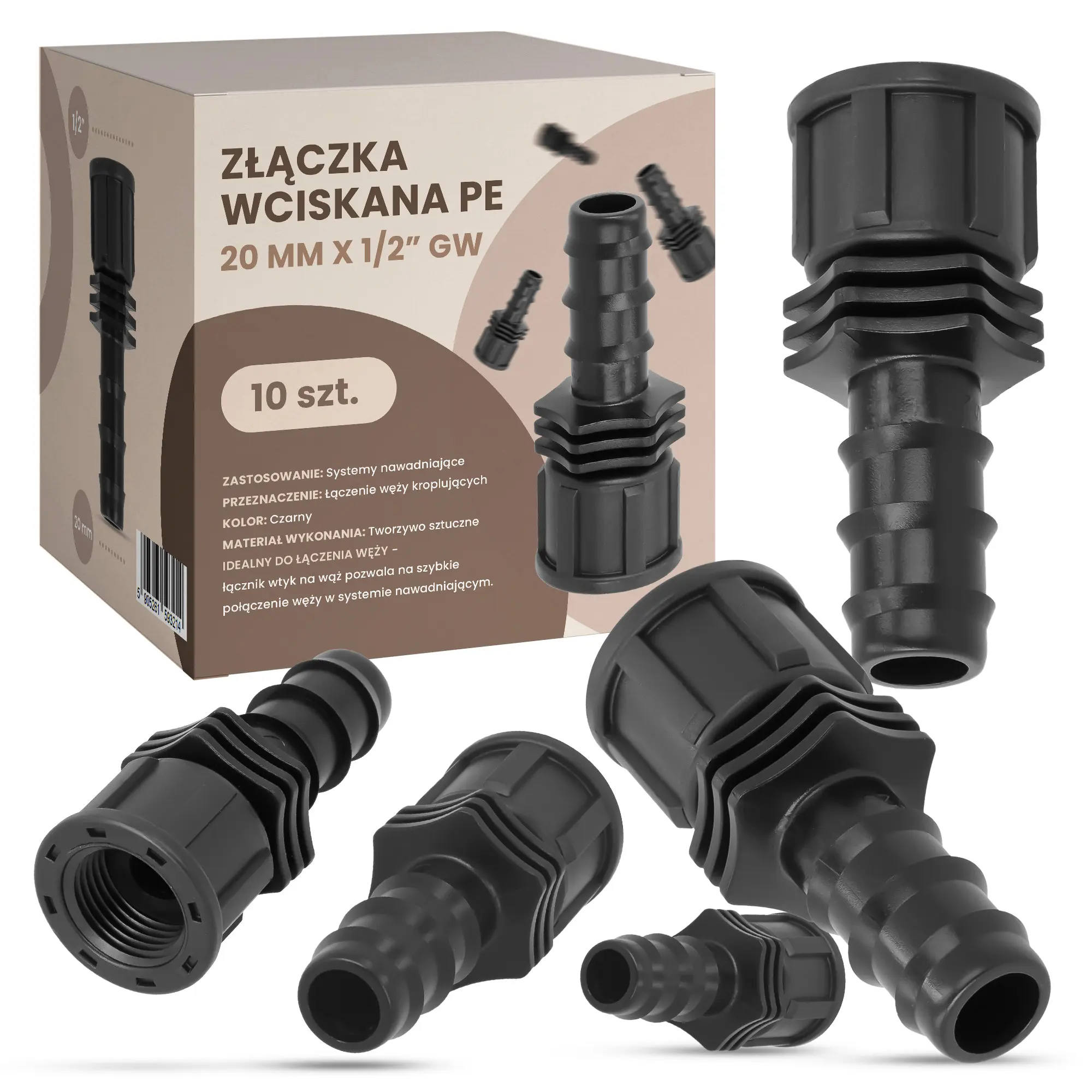 Złączka wciskana PE 20 mm x 1/2'' GW - 10 szt.