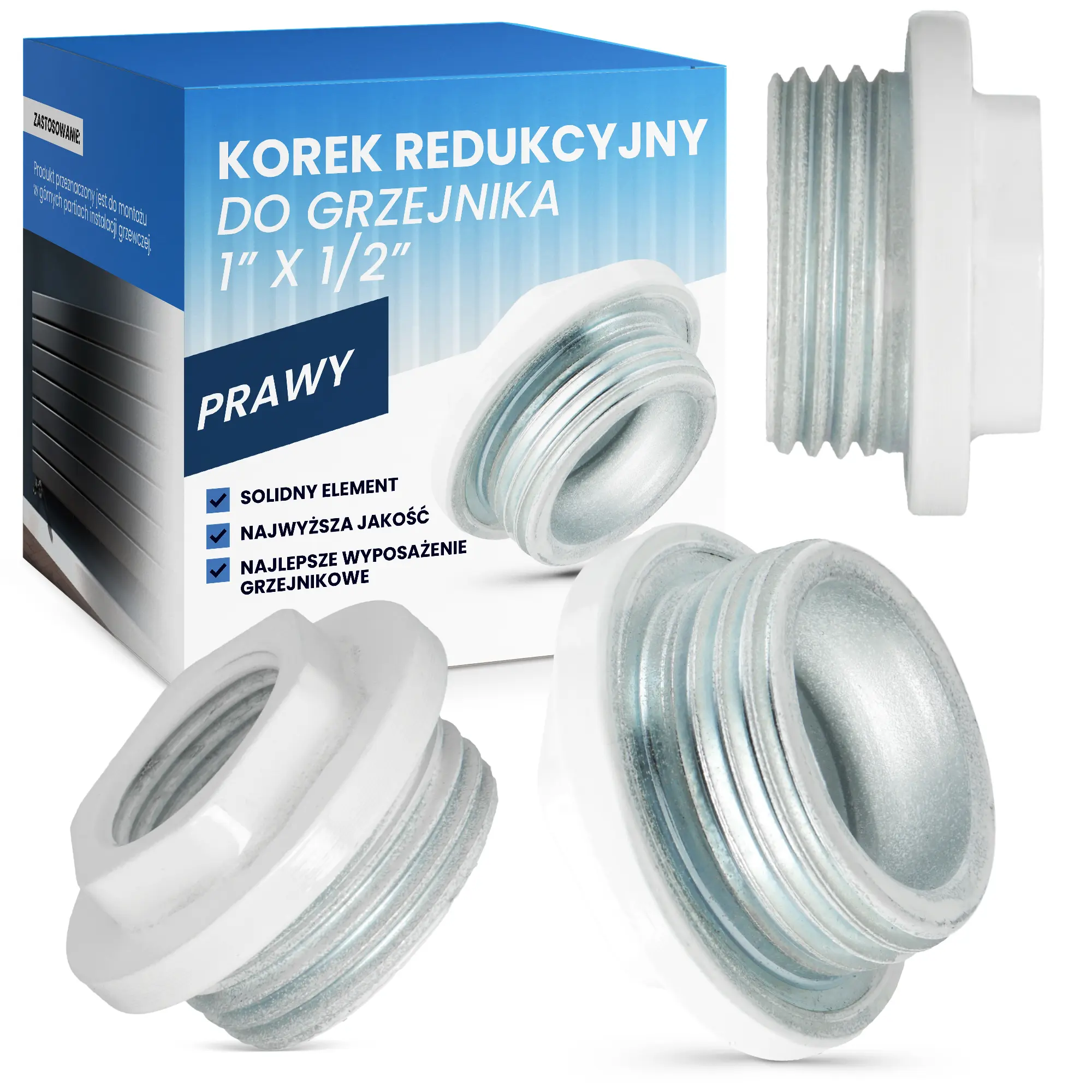 Korek redukcyjny grzejnika 1''x1/2'' prawy