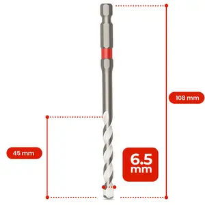 Wiertło uniwersalne udarowe 6,5 mm, 108 x 45 mm