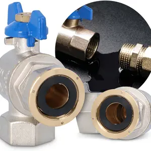 Zawór kulowy kątowy motylkowy z dławikiem 10 bar i półśrubunkiem 3/4'' GW x 3/4'' GW