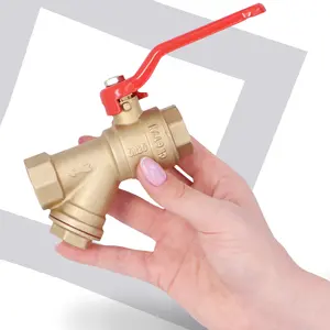 Zawór kulowy z filtrem skośnym i dławikiem 10 bar 3/4'' GW x 3/4'' GW