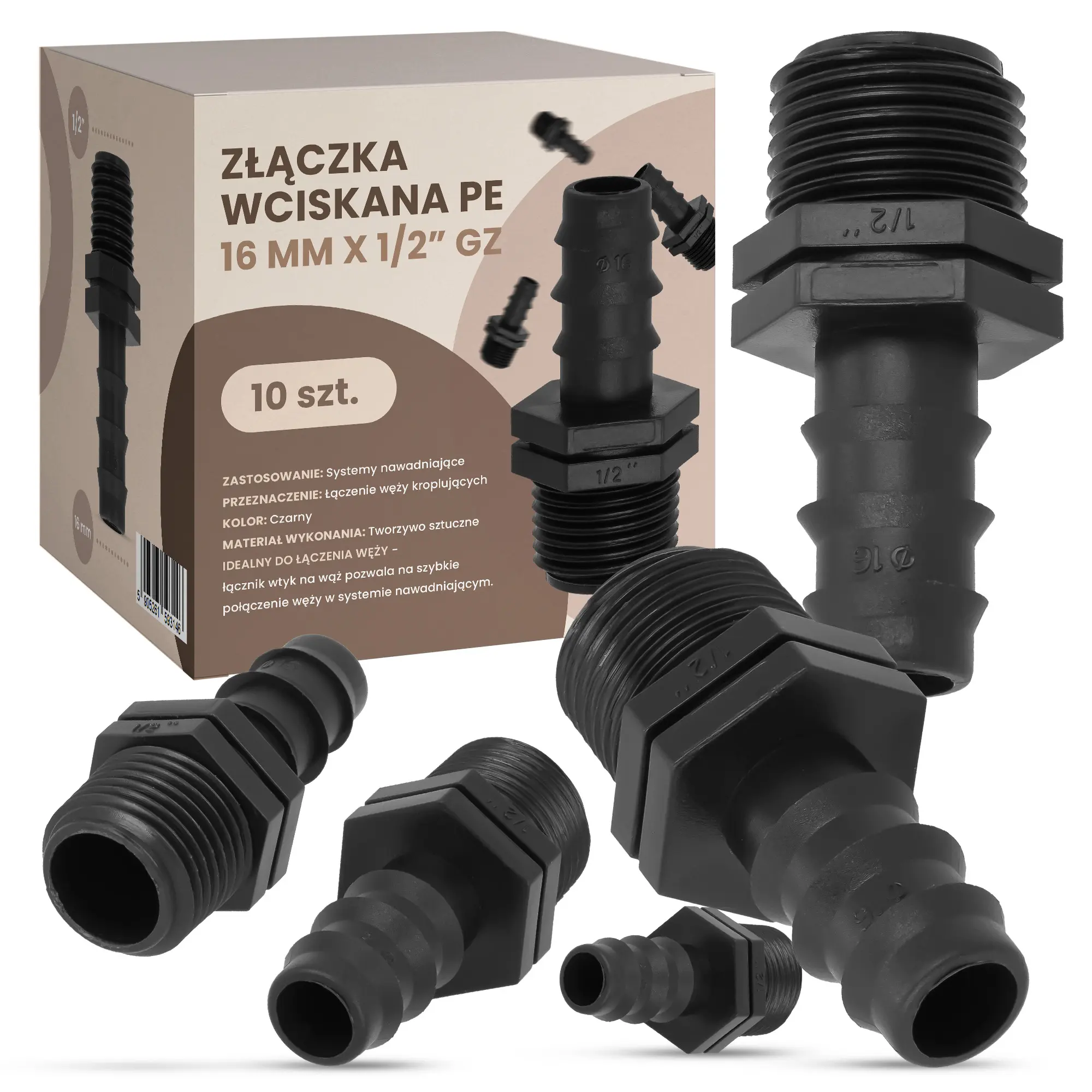 Złączka wciskana PE 16 mm x 1/2'' GZ - 10 szt