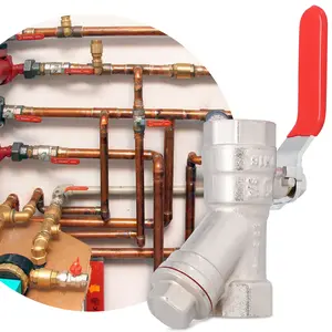 Zawór kulowy z filtrem skośnym i dławikiem 3/4'' GW x 3/4'' GW