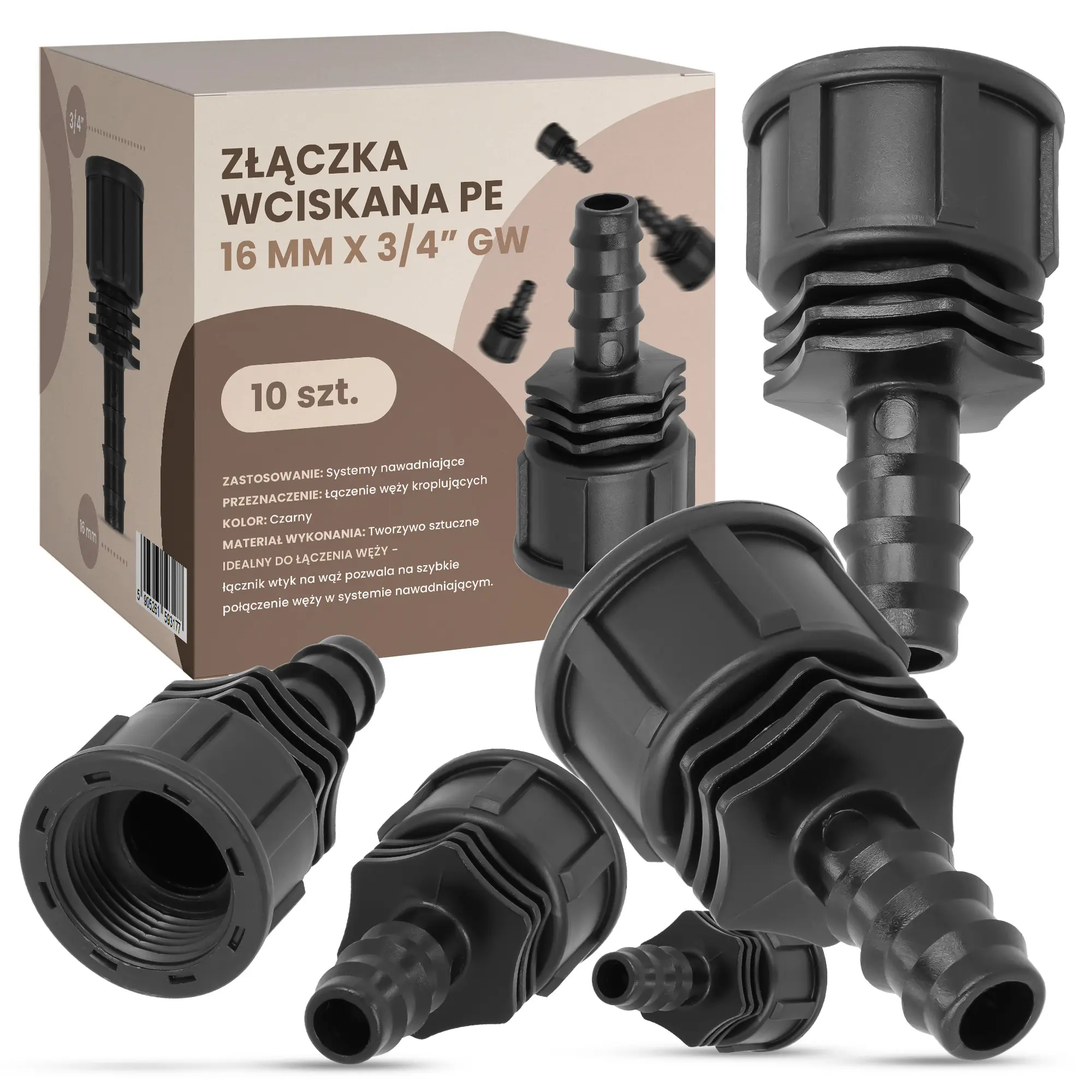 Złączka wciskana PE 16 mm x 3/4'' GW - 10 szt.