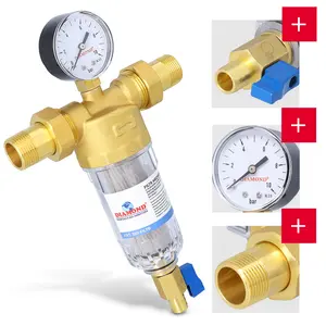 FIltr mechaniczny z płukaniem wstecznym, manometrem i zaworem spustowym DN20 3/4, PN16