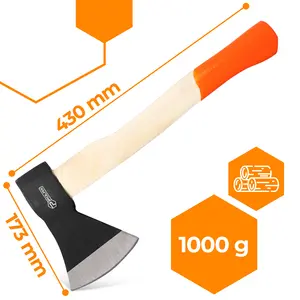 Siekiera z drewnianym trzonkiem 1000 g