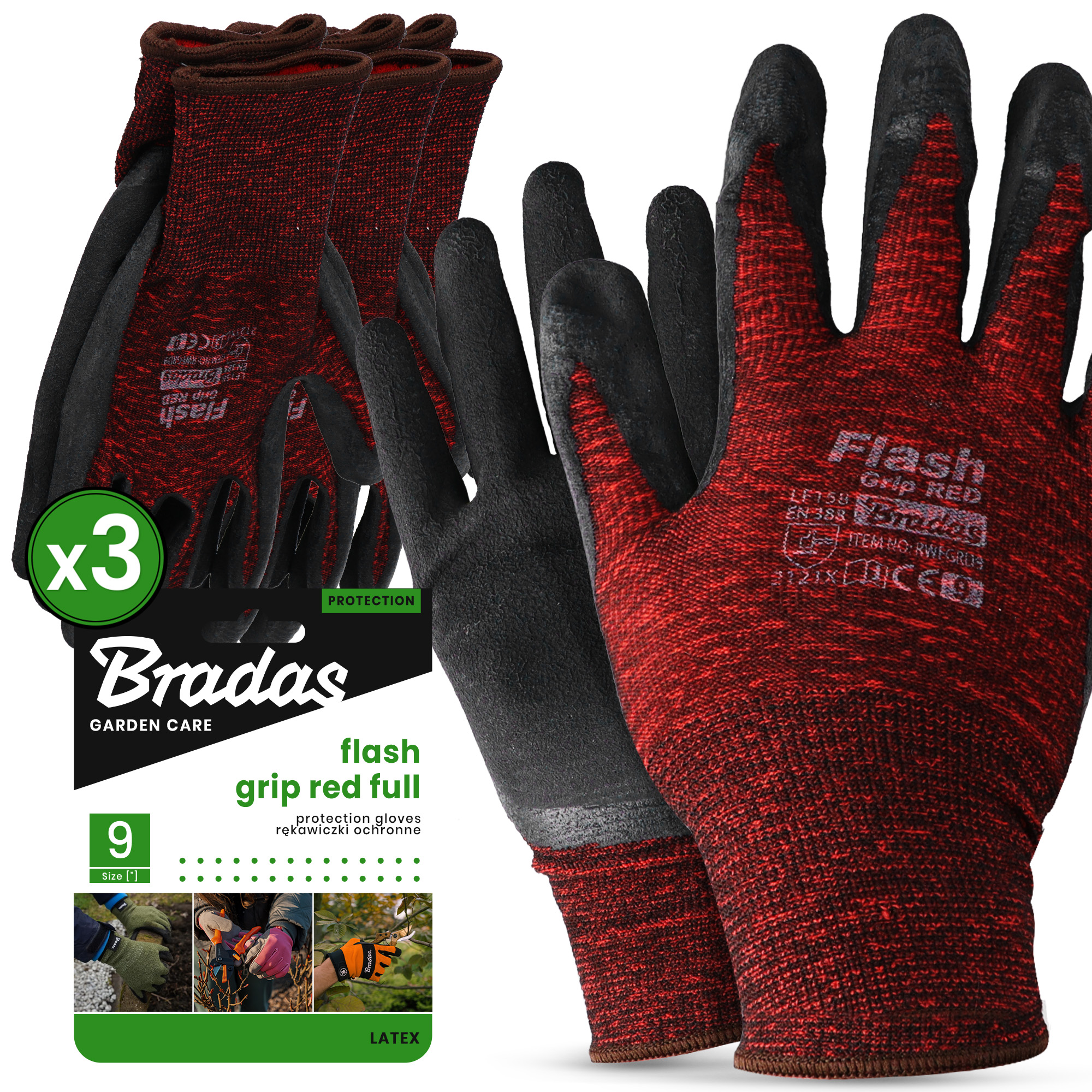 3x Handschuhe Arbeitshandschuhe Latex Montagehandschuhe Mechanikerhandschuhe