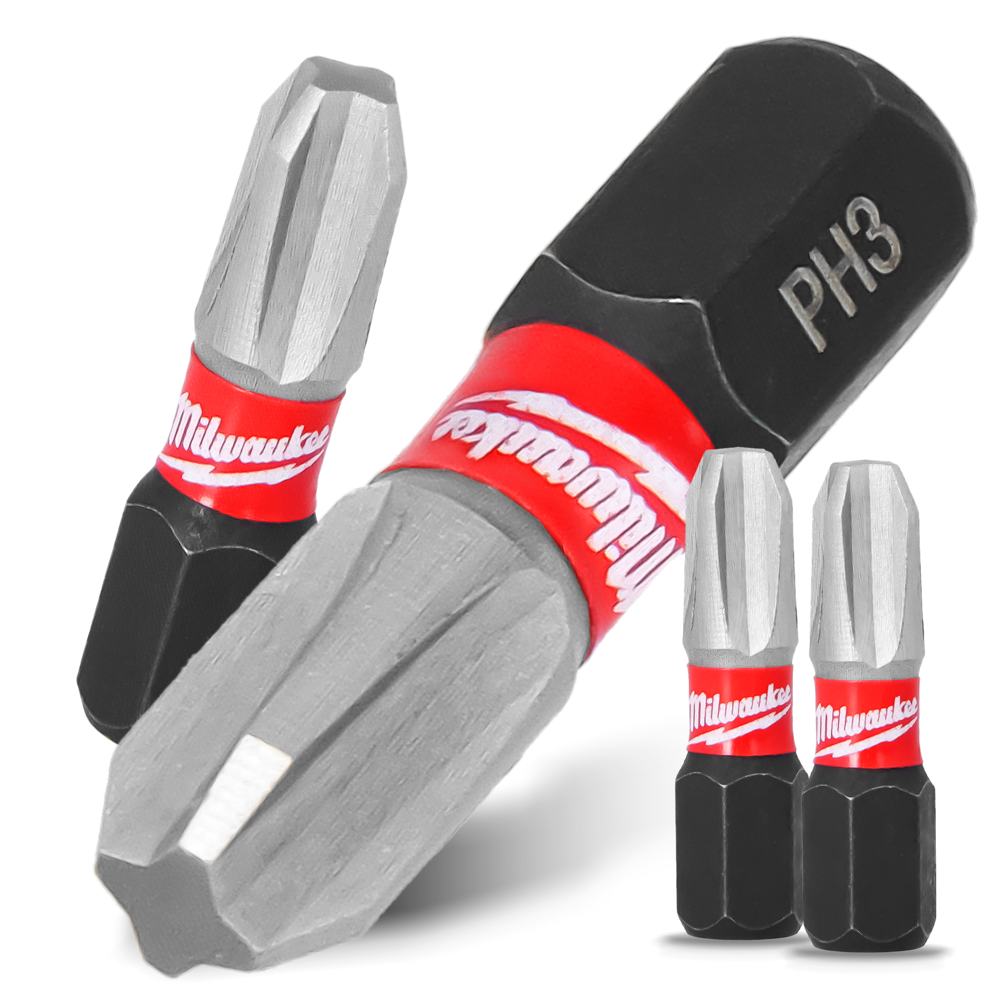 2x Magnetisch Bit PH3 25 mm Stahl Philips Schraubendreher MILWAUKEE Magnetbit