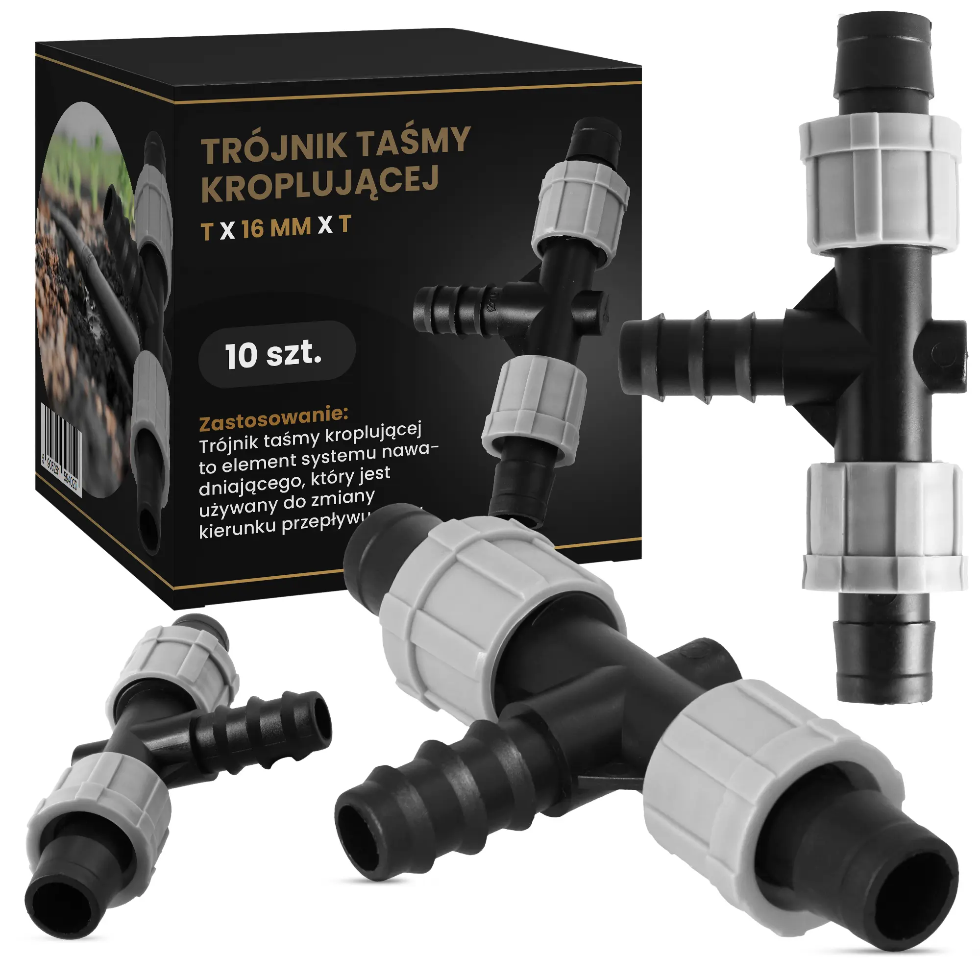 Trójnik taśmy kroplującej T x 16 mm x T - 10 szt.