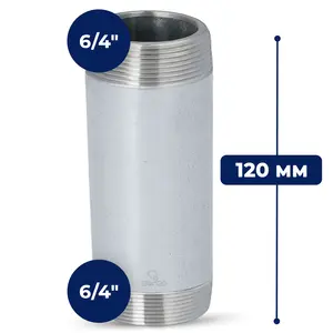 Rura stalowa gwintowana 6/4'' GZ x 6/4'' GZ 120 mm