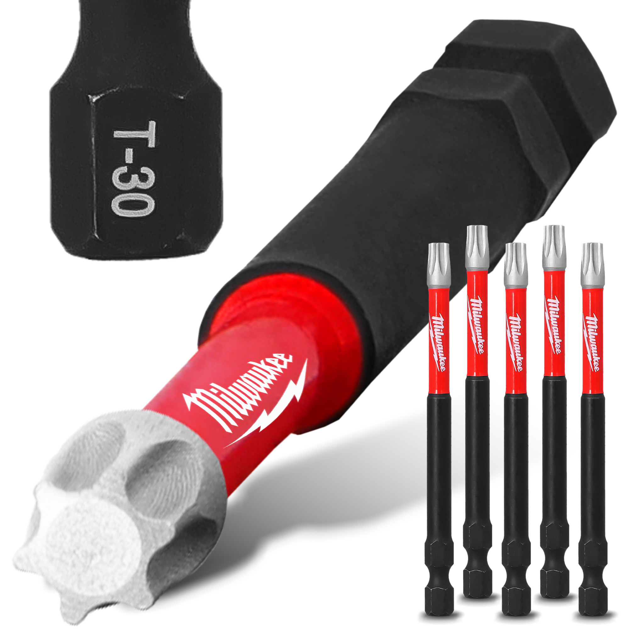 5x  Magnetisch Bit TX30 90mm Pozidriv Stahl Schraubendreher MILWAUKEE Magne