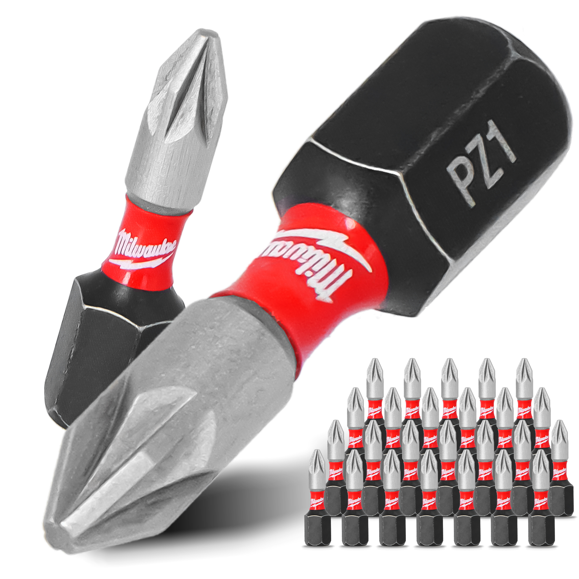 25x Magnetisch Bit PZ1 25 mm Pozidriv Stahl Schraubendreher MILWAUKEE Magnetbit