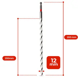 Wiertło uniwersalne udarowe 12 mm, 260 x 200 mm