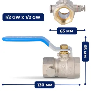 Zawór kulowy z odpowietrznikiem i dławikiem 30 bar 1/2'' GW x 1/2'' GW